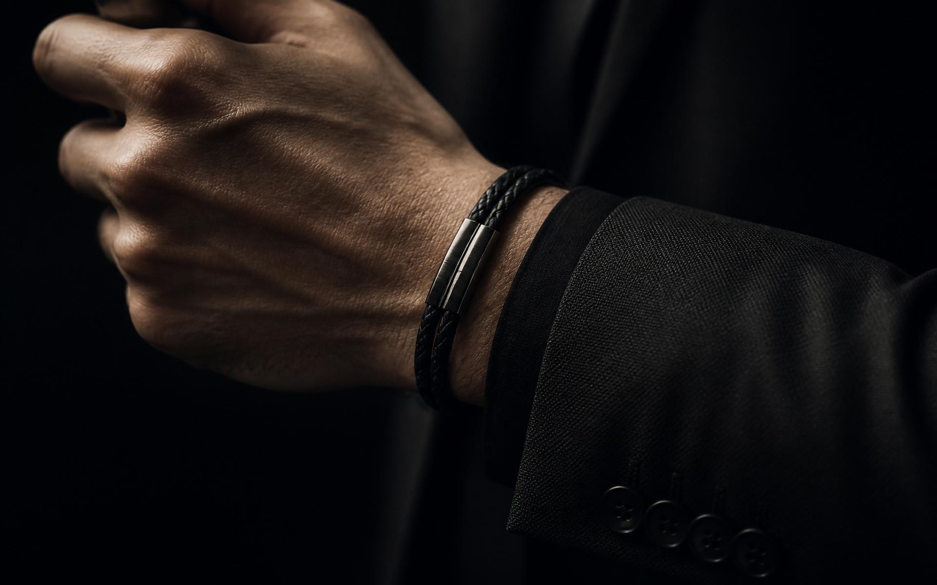 A man wearing a ROHEIR braided leather bracelet